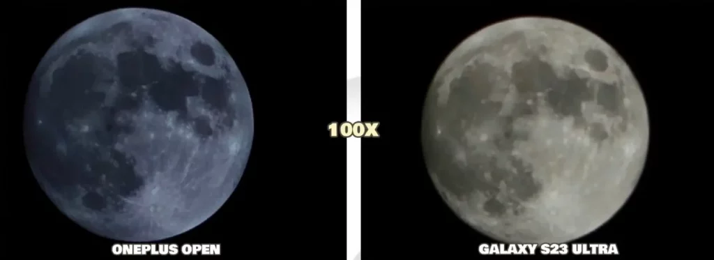 Foto de la luna Oneplus Open vs S23 Ultra