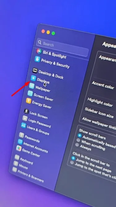 selecciona pantallas en el menu de tu mac