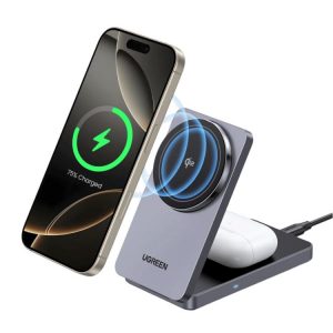 UGREEN MagFlow Qi2 2 en 1 cargador iphone