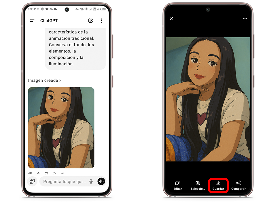 Guarda y comparte tus creaciones en redes sociales