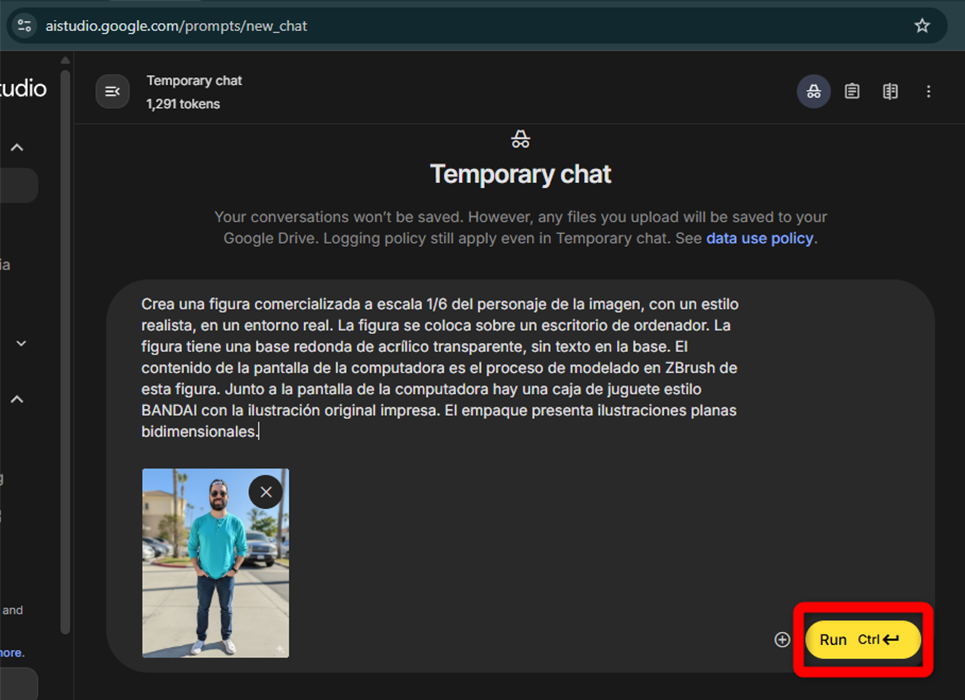 Prompt detallado para crear una figura en 3D con Google AI Studio