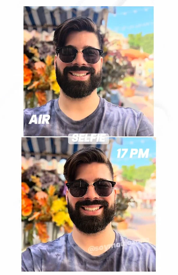 iphone air vs iphone 17 pro max selfie foto