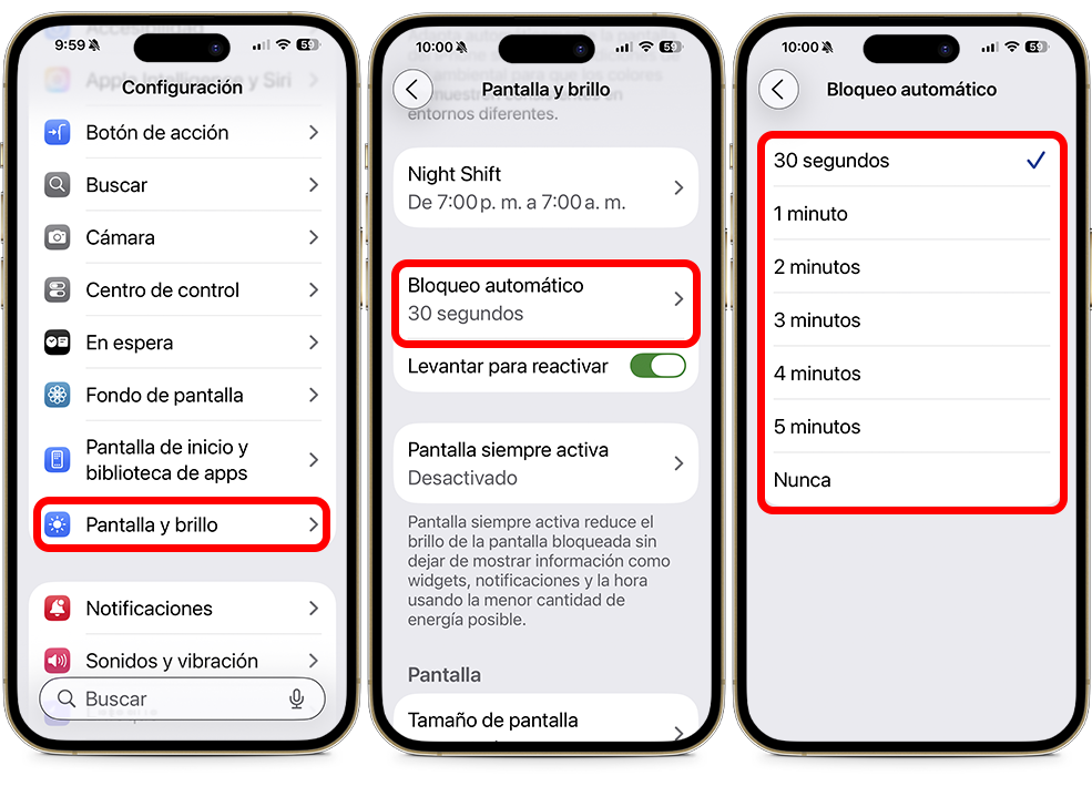 Ajustes clave que debes cambiar en tu iPhone - Tiempo de espera de la pantalla