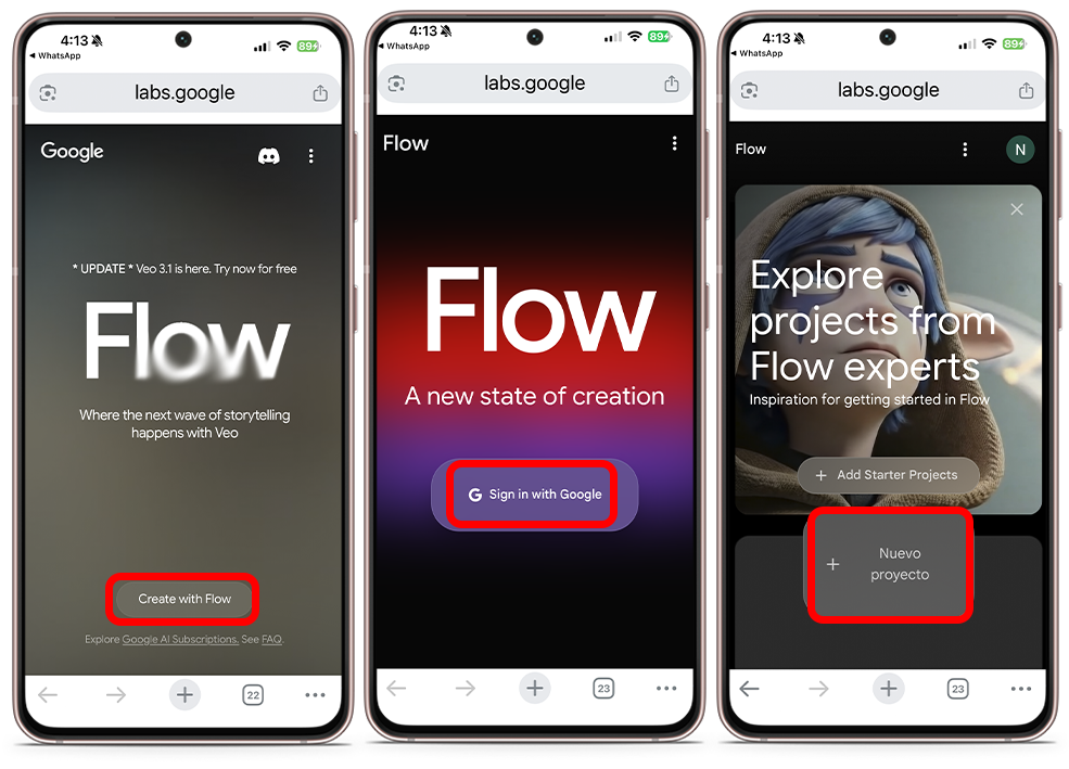 Herramientas para crear videos con IA gratis - Flow