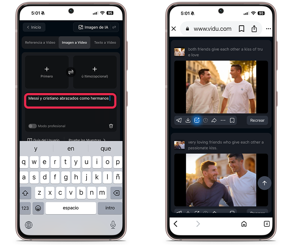 Coloca el prompt en Vidu para generar un video con IA