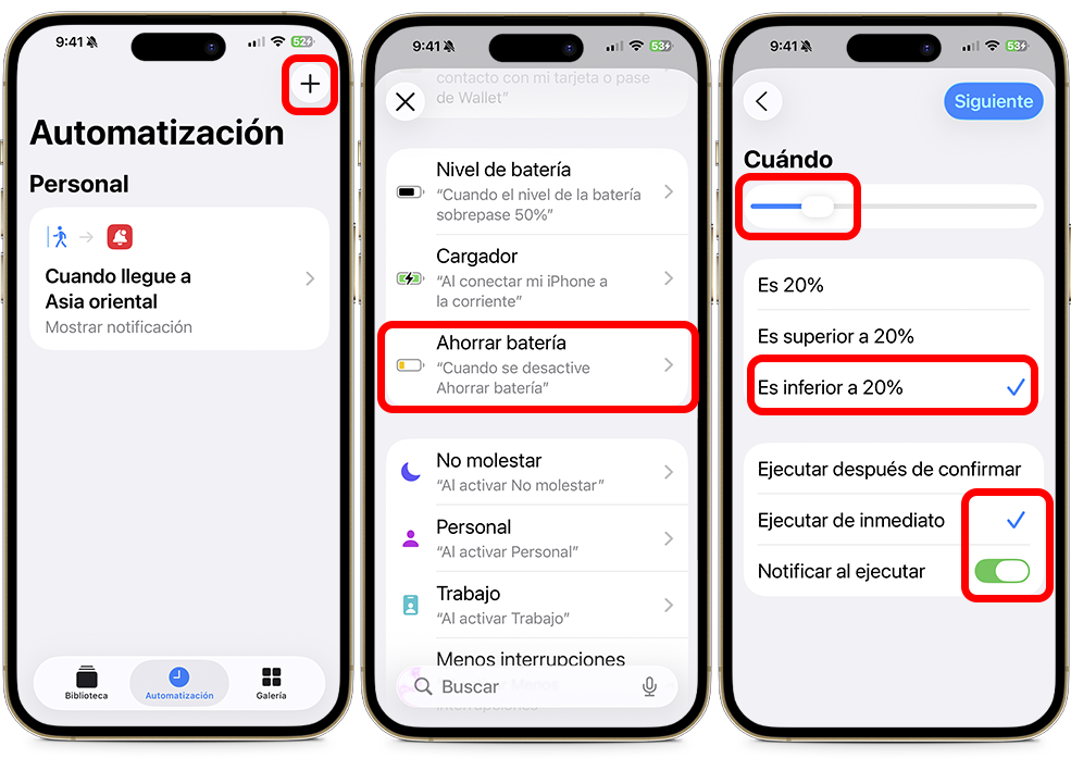 Atajos para iPhone con iOS 26 - Ahorro de batería extremo