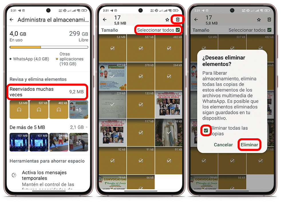 Cómo borrar los archivos basura de WhatsApp -  Elimina los memes y archivos reenviados