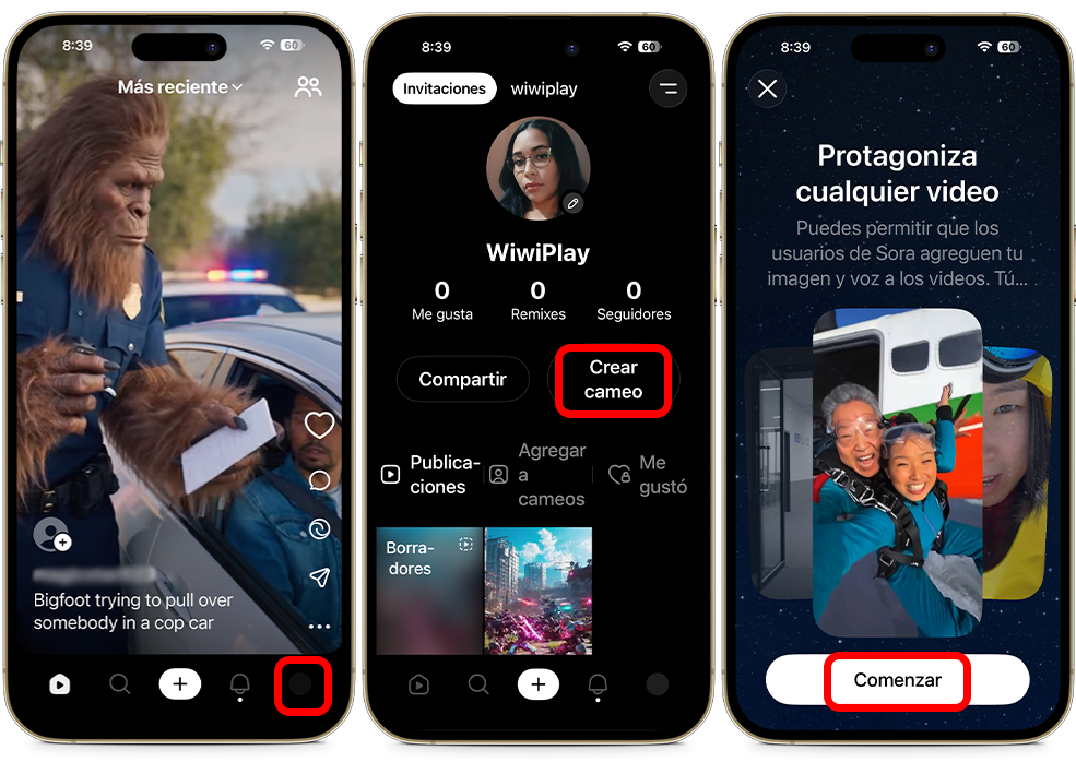 Pasos para crear un cameo en Sora 2