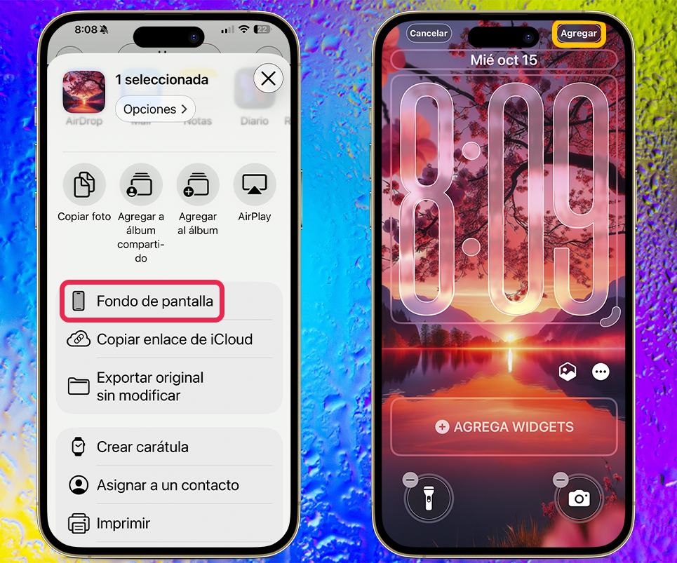 Busca los fondos de pantalla en la app Fotos de tu iPhone