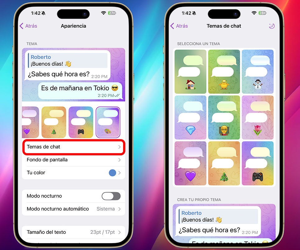 Funciones de Telegram - Personalización del perfil