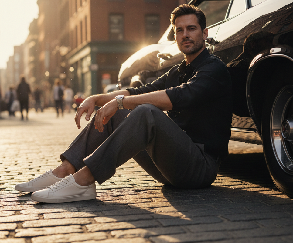 Prompts para generar fotos de retrato profesional - Urbano con coche vintage