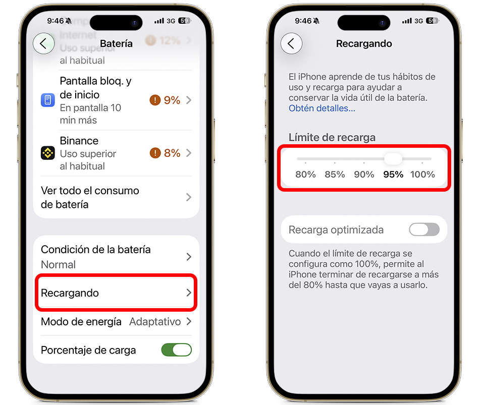 Ajustes clave que debes cambiar en tu iPhone - Limitar la carga