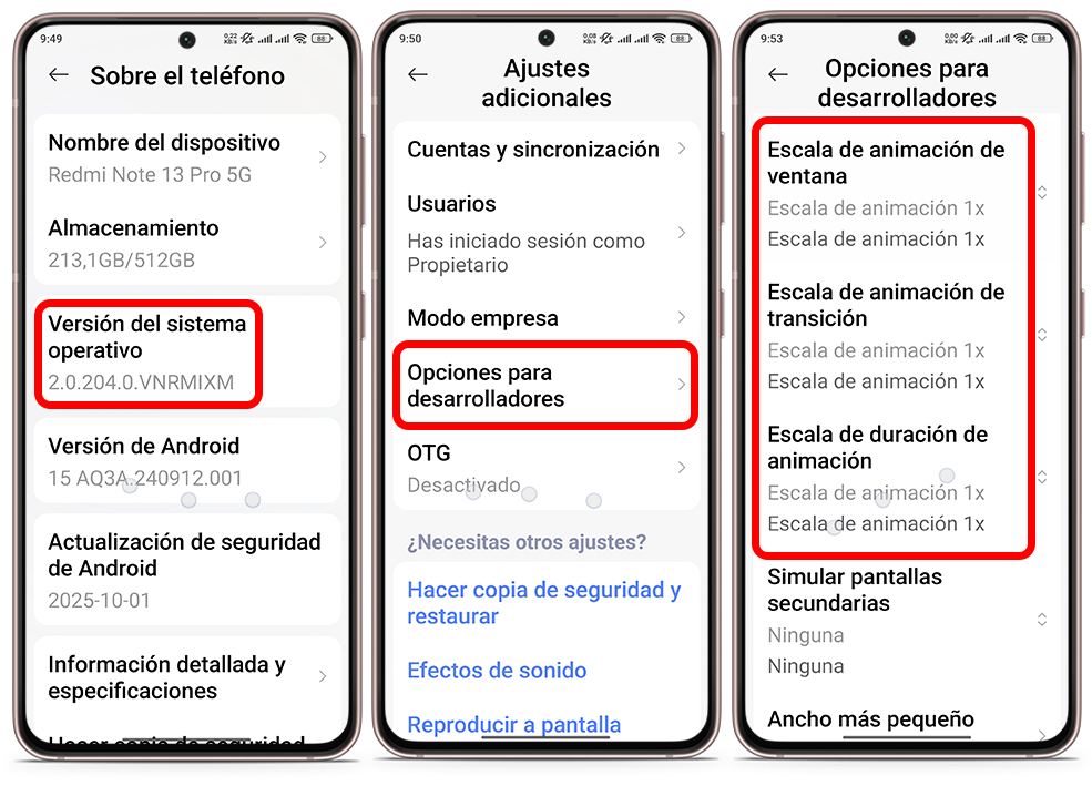 Trucos para acelerar Android - Reduce las animaciones del sistema