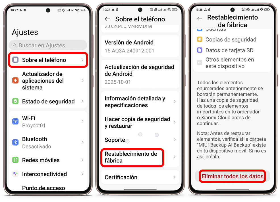 Trucos para acelerar Android - Restablece de fábrica si todo falla