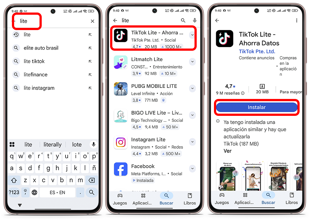 Trucos para acelerar Android - Usa versiones Lite de tus apps favoritas