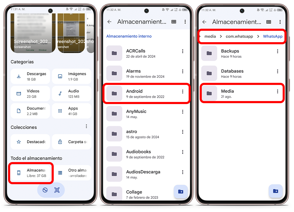 Cómo eliminar los archivos basura de WhatsApp - Usa un gestor de archivos