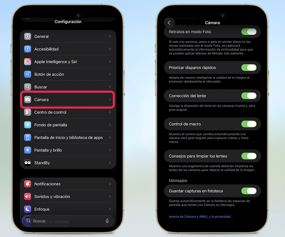 Trucos ocultos de iOS 26 - Aviso cuando la cámara está sucia