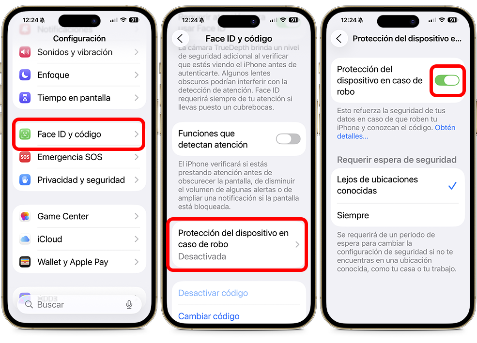 Pasos para activar el modo antirrobo