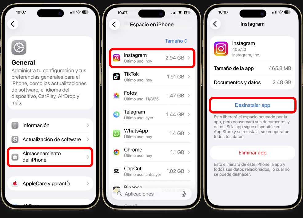 Cómo borrar caché en iPhone - En una sola app