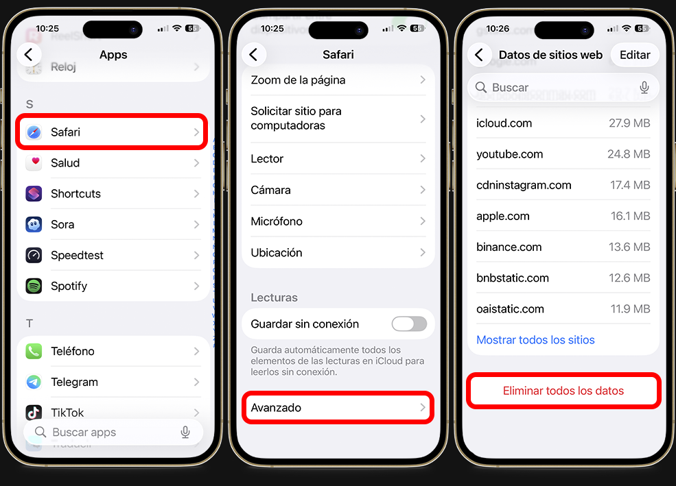 Cómo borrar caché en iPhone - En Safari