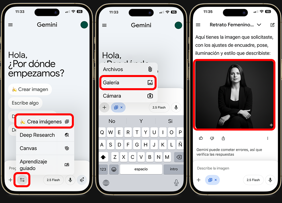 Pasos para crear fotos profesionales de mujer con Gemini