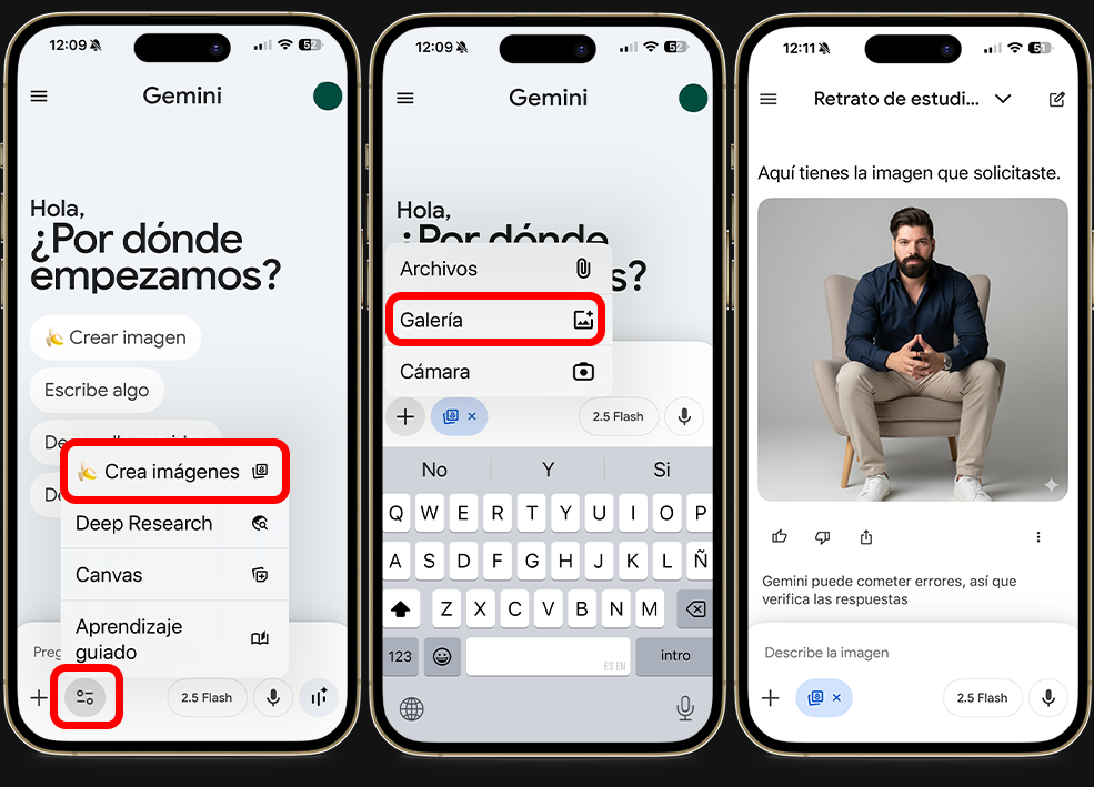 Pasos para crear fotos profesionales para tu CV con Gemini