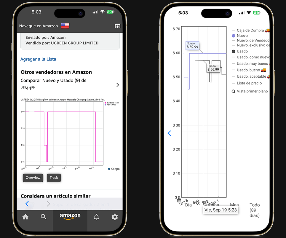 Funciones de Keepa - Ver el historial de precios