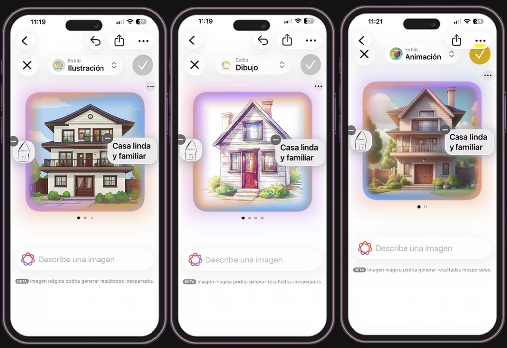 Estos son los 3 estilos de imagen y personalización de la varita gráfica de Apple Intelligence