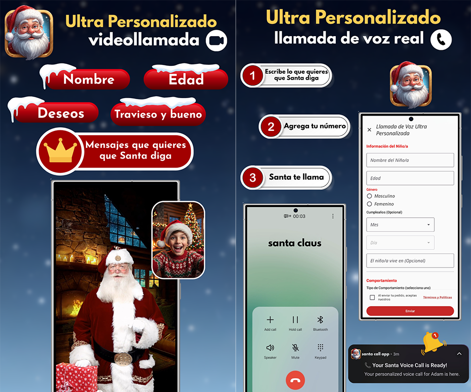 Apps de llamadas a Santa Claus - Papá Noel Llamada en Español