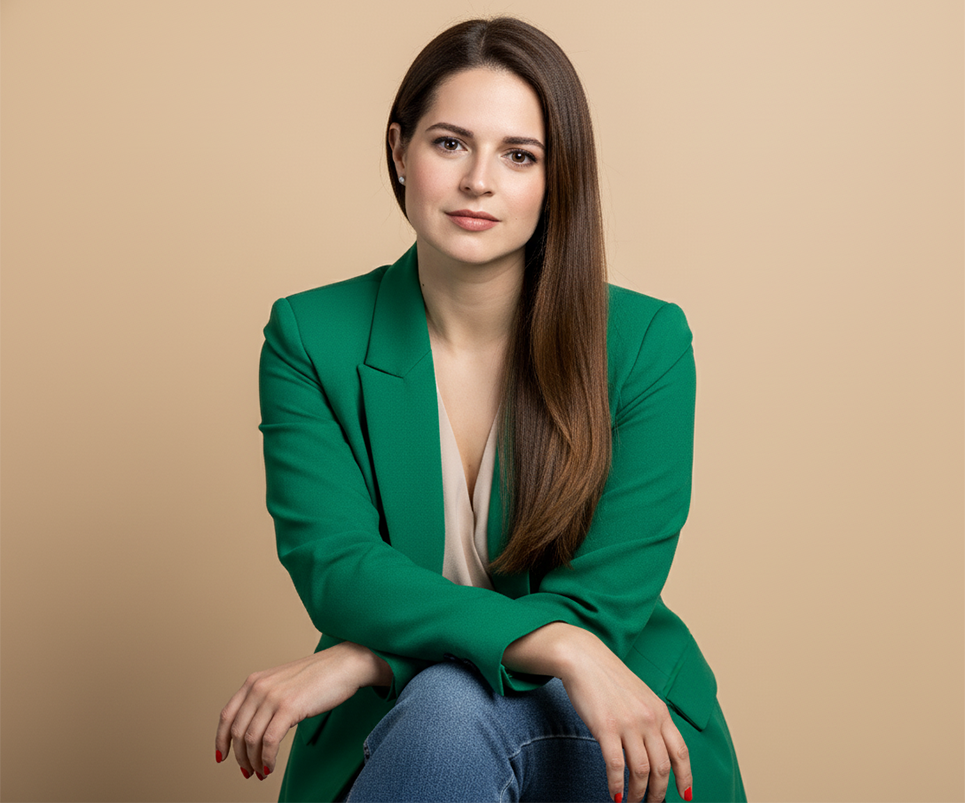 Prompts para crear fotos profesionales para tu CV con Gemini - Mujer profesional con estilo formal-casual