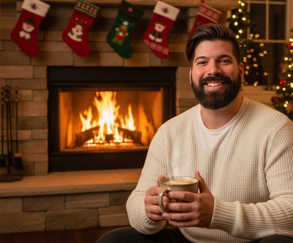 Prompts de Navidad para crear fotos con chimeneas