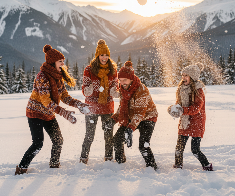 Prompts para crear fotos de Navidad - Fotos familiares al aire libre en Navidad