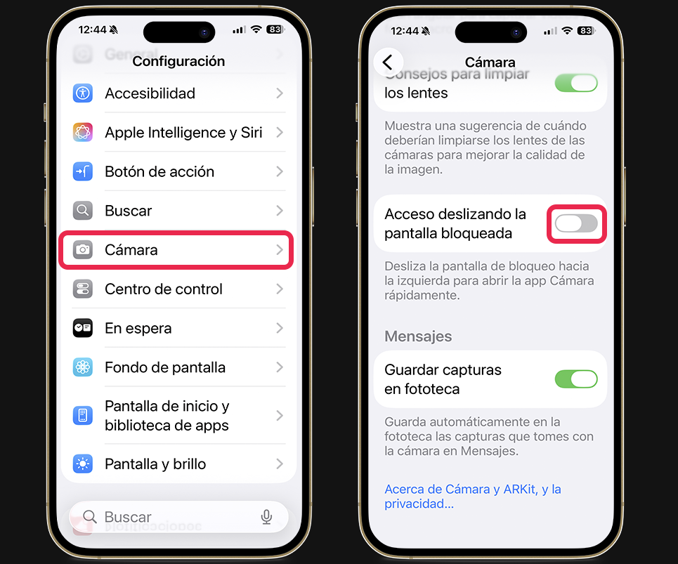 Novedades de iOS 26.1 - Cámara en pantalla de bloqueo