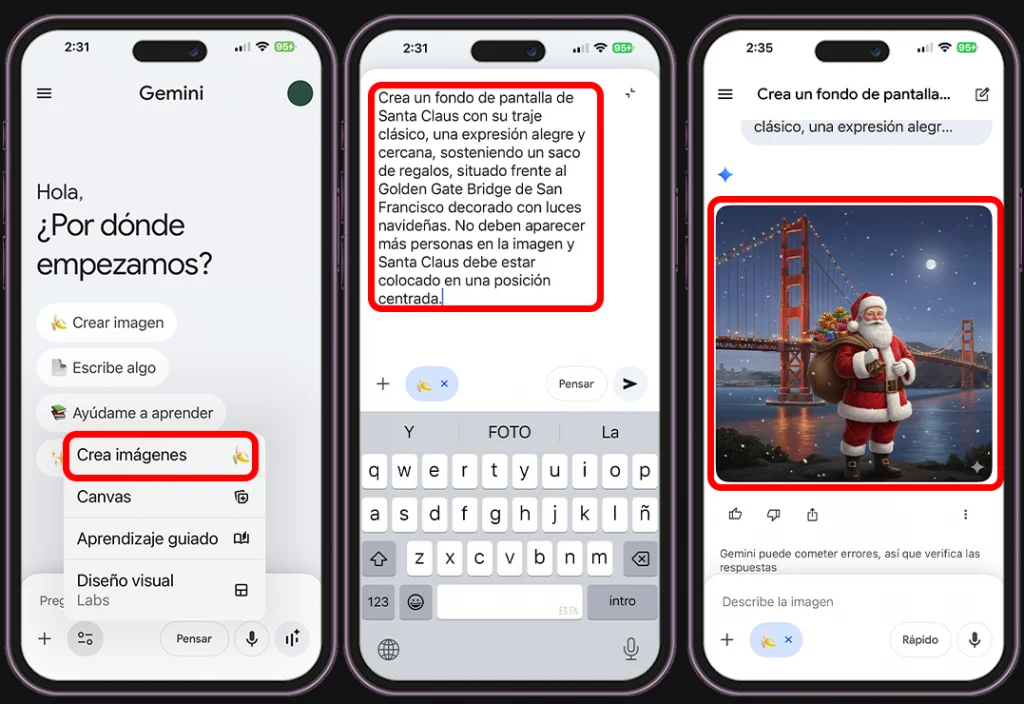 Así puedes crear fondos de pantalla navideños con Gemini