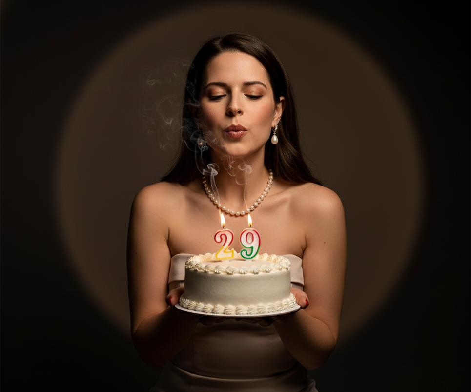 Prompts para crear fotos de cumpleaños - Mujer soplando velas