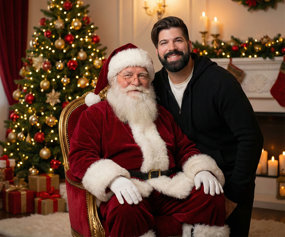 Prompts para fotos navideñas con Santa – Retrato clásico con Santa