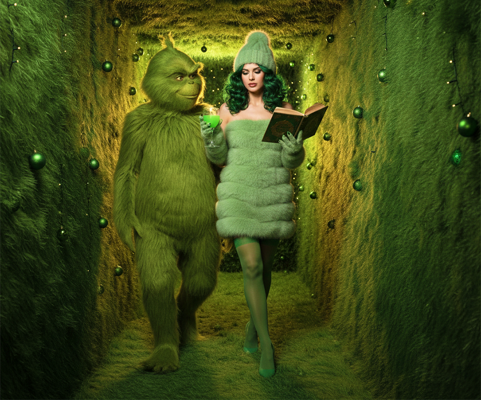 Prompt de Navidad con el Grinch – Mujer con pelaje verde