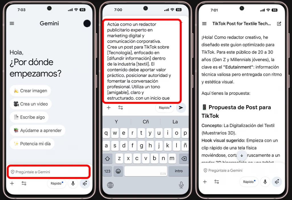 Pasos para crear contenido en redes sociales con Gemini