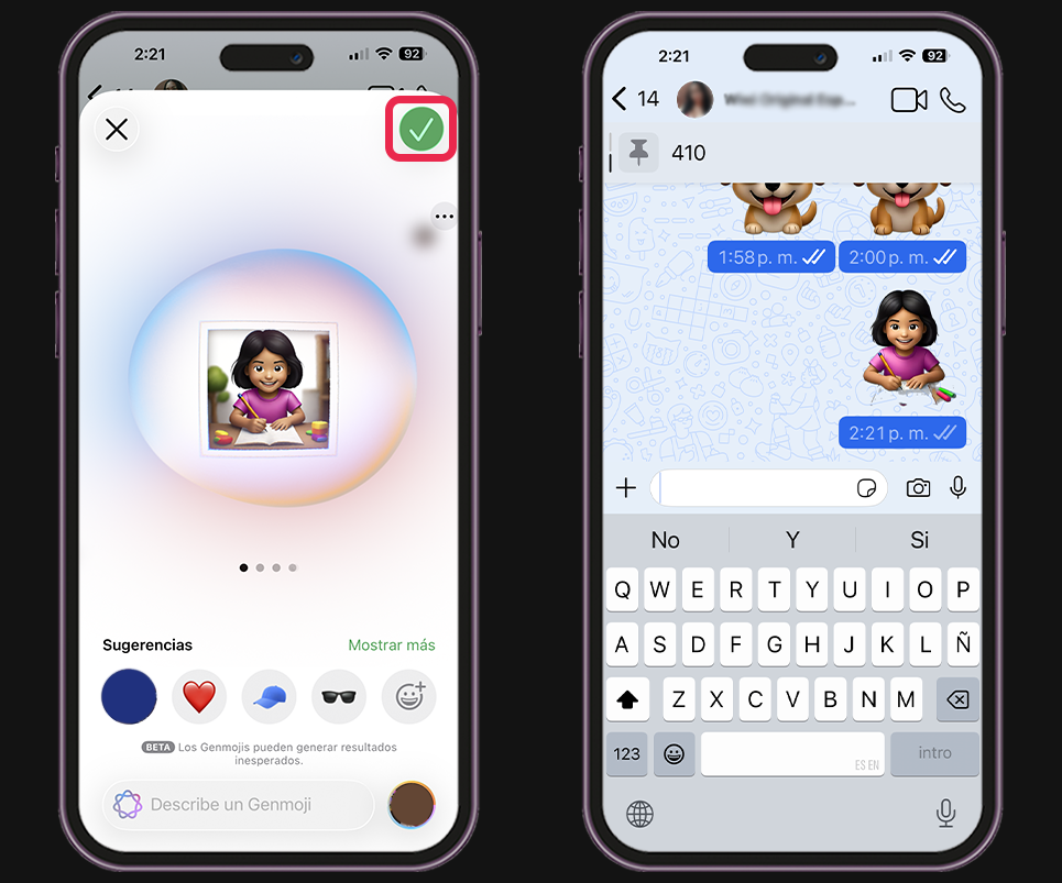 Emoji de una persona escribiendo creado con Genmoji