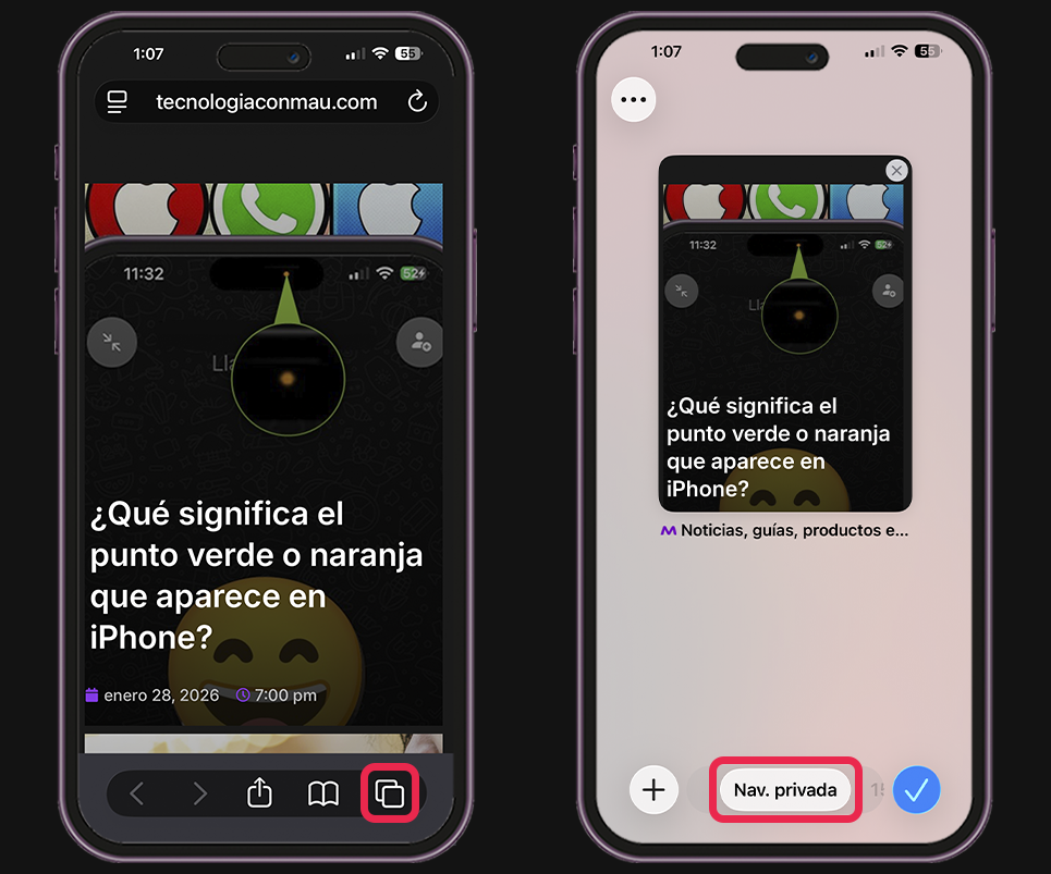 Así puedes salir de la navegación privada de Safari en mi iPhone