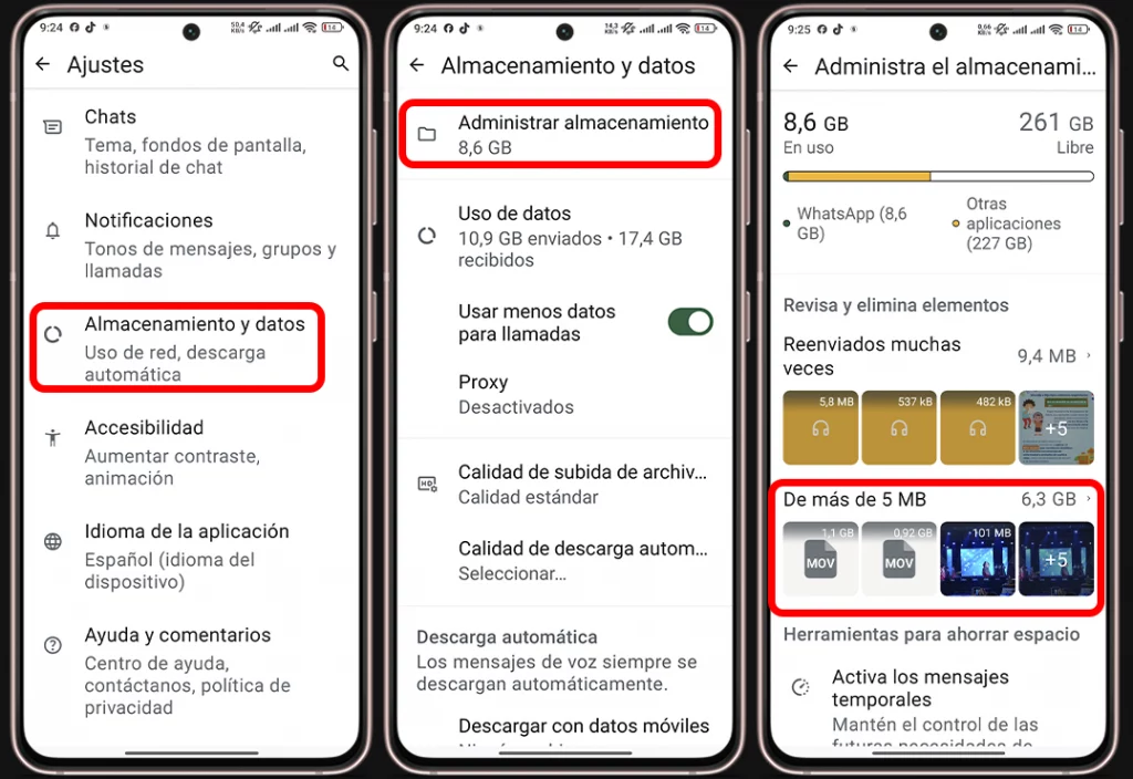 Trucos de WhatsApp - Libera espacio borrando archivos