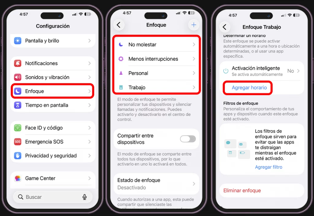 Cómo activar el modo Concentración en el iPhone - Desde Ajustes