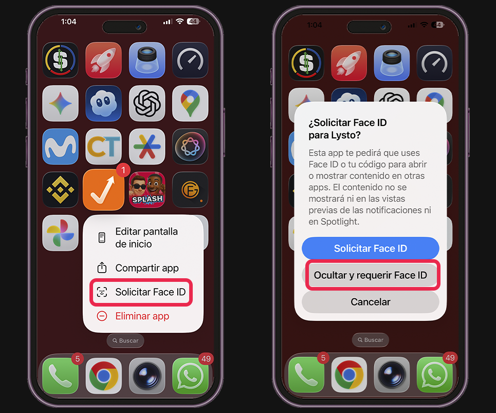 Cómo ocultar aplicaciones en el iPhone - Face ID