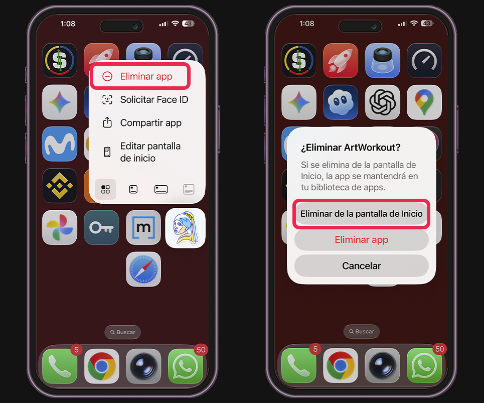 Cómo ocultar aplicaciones en el iPhone -  Pantalla de inicio