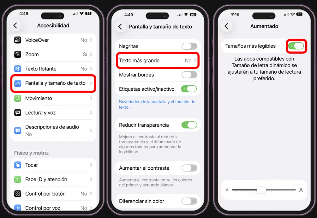 Pasos para activar tamaños extra grandes en iPhone