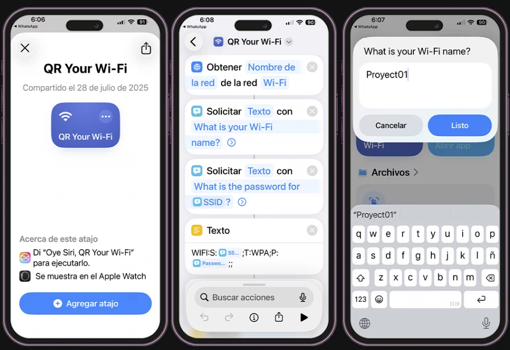 Atajos útiles para iPhone - Compartir tu WiFi con código QR