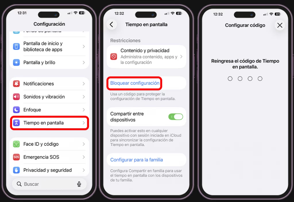 Cómo poner aplicaciones con contraseña en el iPhone - Tiempo en pantalla