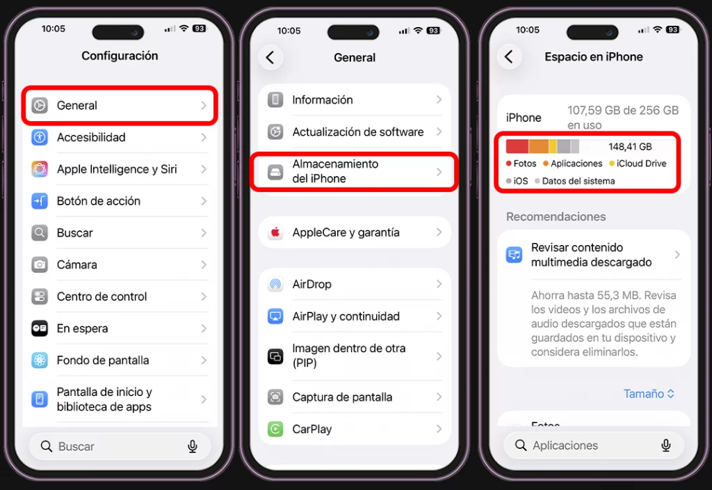 Pasos para comprobar cuánto espacio liberaste en el iPhone
