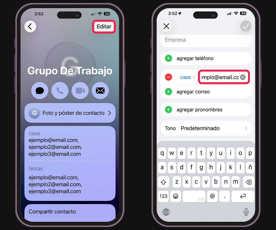 Pasos para editar un grupo de correo