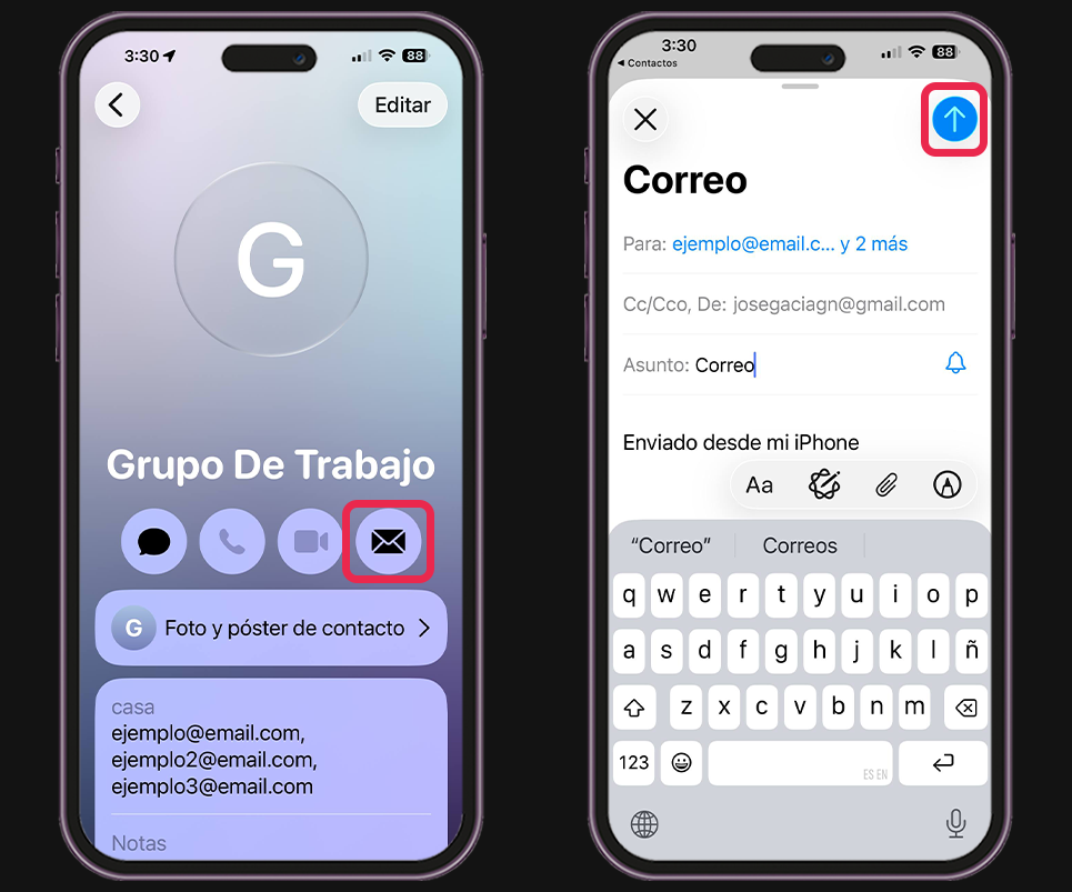 Así puedes enviar el correo grupal